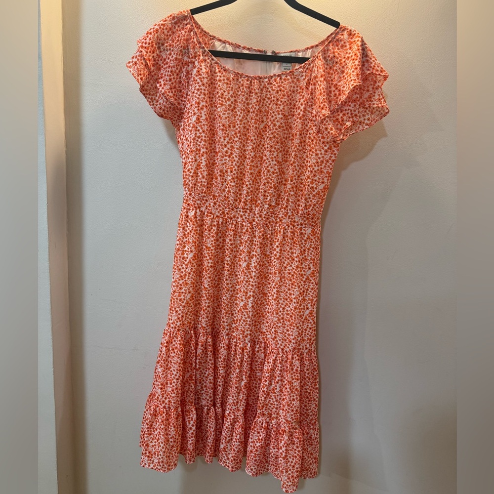 JCrew pink / orange floral midi dress